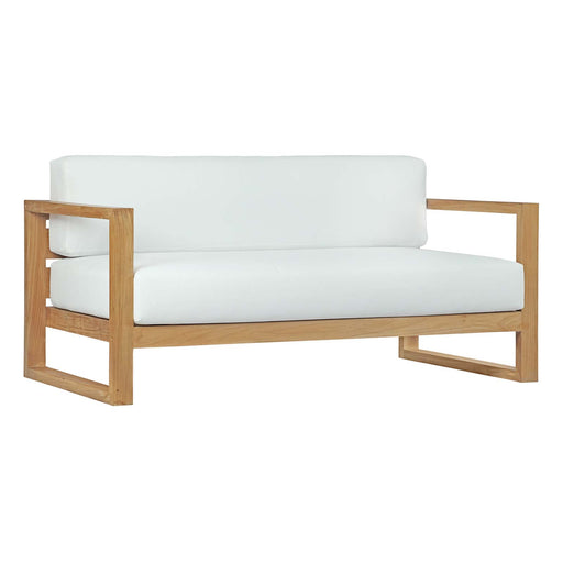 Upland Outdoor Patio Teak Sofa 2707-NAT-WHI