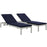 Shore 3 Piece Outdoor Patio Aluminum Chaise with Cushions 2736-SLV-NAV-SET