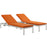 Shore 3 Piece Outdoor Patio Aluminum Chaise with Cushions 2736-SLV-ORA-SET