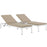 Shore 3 Piece Outdoor Patio Aluminum Chaise with Cushions 2736-WHI-BEI-SET