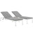 Shore 3 Piece Outdoor Patio Aluminum Chaise with Cushions 2736-WHI-GRY-SET