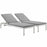 Shore Set of 2 Outdoor Patio Aluminum Chaise with Cushions 2737-SLV-GRY-SET