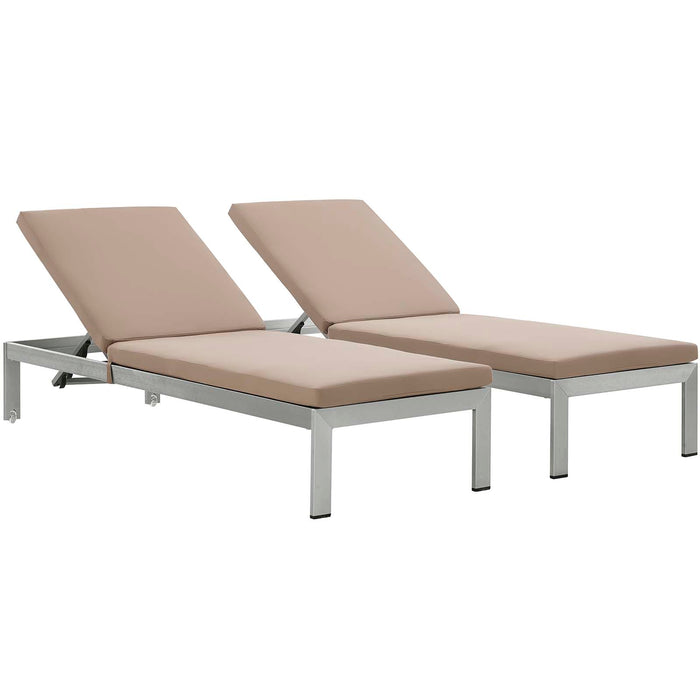 Shore Chaise with Cushions Outdoor Patio Aluminum Set of 2 2737-SLV-MOC-SET