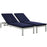 Shore Set of 2 Outdoor Patio Aluminum Chaise with Cushions 2737-SLV-NAV-SET