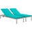 Shore Set of 2 Outdoor Patio Aluminum Chaise with Cushions 2737-SLV-TRQ-SET