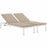 Shore Set of 2 Outdoor Patio Aluminum Chaise with Cushions 2737-WHI-BEI-SET