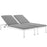 Shore Set of 2 Outdoor Patio Aluminum Chaise with Cushions 2737-WHI-GRY-SET