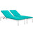 Shore Set of 2 Outdoor Patio Aluminum Chaise with Cushions 2737-WHI-TRQ-SET