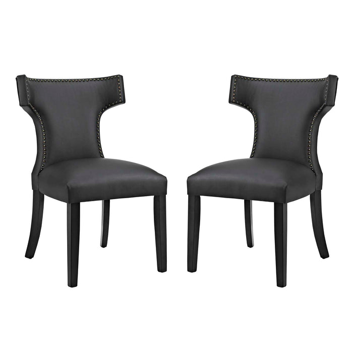 Curve Dining Side Chair Vinyl Set of 2 2740-BLK-SET