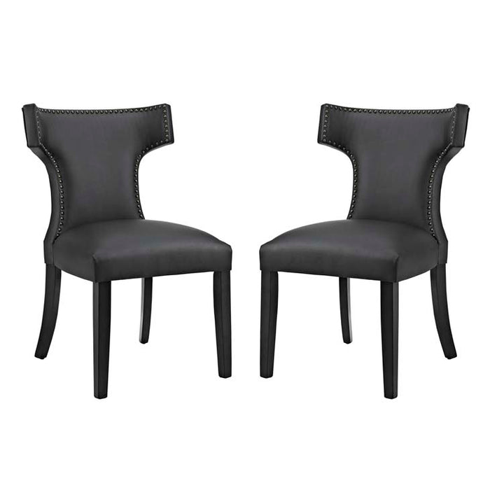 Curve Set of 2 Vinyl Dining Side Chair 2740-BLK-SET