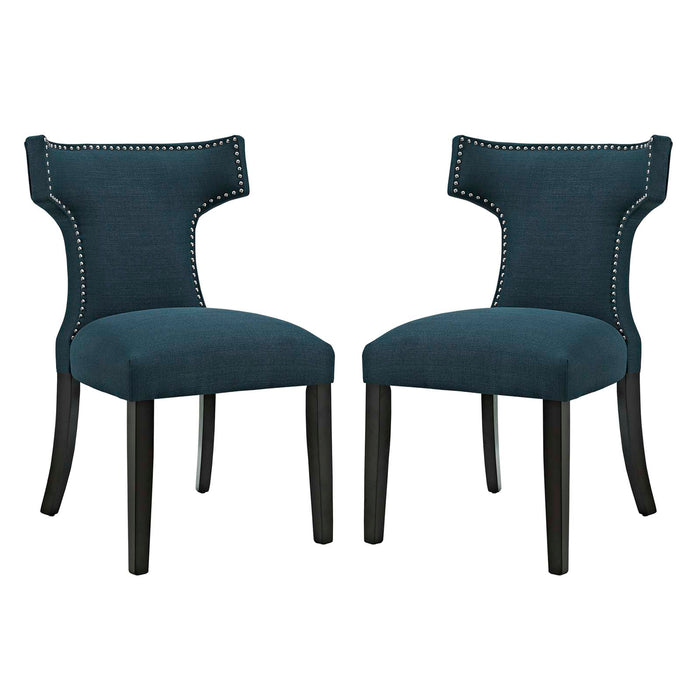 Curve Dining Side Chair Fabric Set of 2 2741-AZU-SET