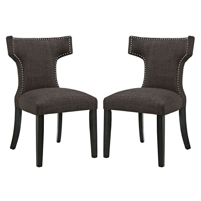 Curve Dining Side Chair Fabric Set of 2 2741-BRN-SET