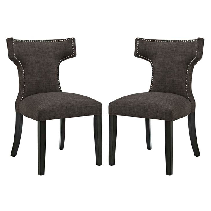 Curve Set of 2 Fabric Dining Side Chair 2741-BRN-SET