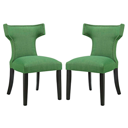 Curve Dining Side Chair Fabric Set of 2 2741-GRN-SET