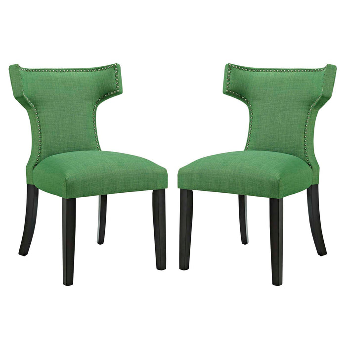 Curve Dining Side Chair Fabric Set of 2 2741-GRN-SET