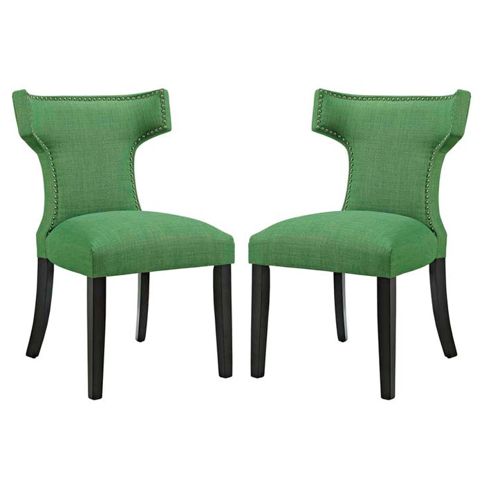 Curve Set of 2 Fabric Dining Side Chair 2741-GRN-SET