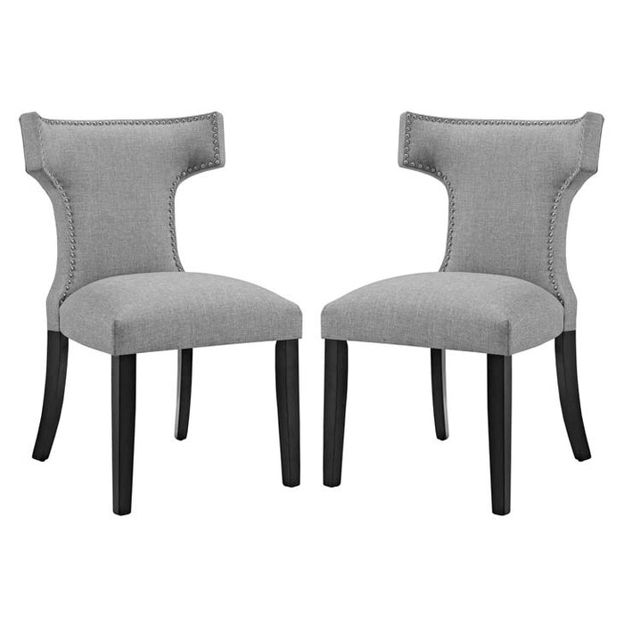 Curve Set of 2 Fabric Dining Side Chair 2741-LGR-SET