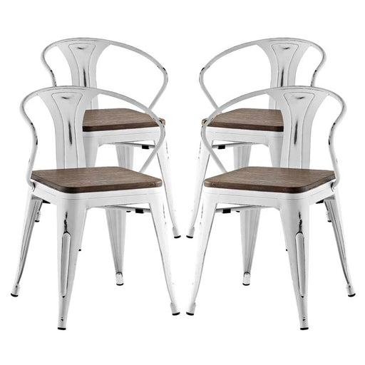 Promenade Set of 4 Bamboo Dining Chair 2756-WHI-SET