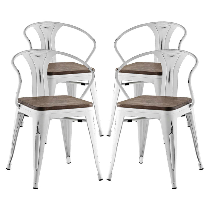 Promenade Bamboo Dining Chair Set of 4 2756-WHI-SET