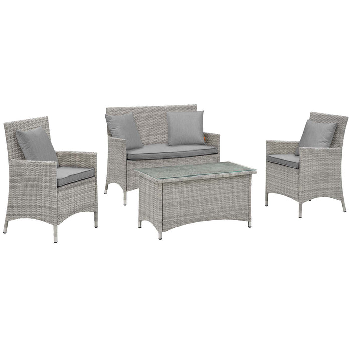 Bridge 4 Piece Outdoor Patio Patio Conversation Set with Pillow Set 2763-LGGRY