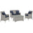 Bridge 4 Piece Outdoor Patio Patio Conversation Set with Pillow Set 2763-LGNAV