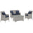 Bridge 4 Piece Outdoor Patio Patio Conversation Set with Pillow Set 2763-LGR-NAV