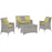 Bridge 4 Piece Outdoor Patio Patio Conversation Set with Pillow Set 2763-LGPER