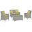 Bridge 4 Piece Outdoor Patio Patio Conversation Set with Pillow Set 2763-LGR-PER