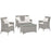 Bridge 4 Piece Outdoor Patio Patio Conversation Set with Pillow Set 2763-LGR-WHI