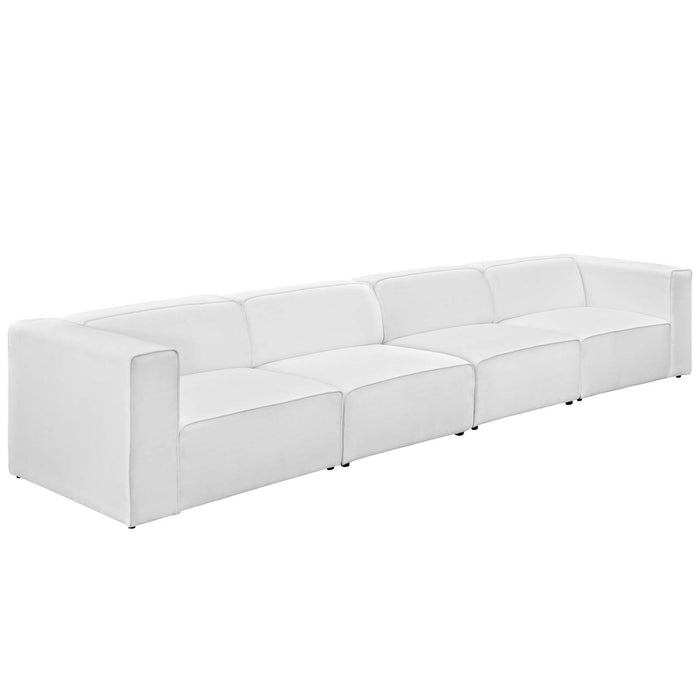 Mingle 4 Piece Upholstered Fabric Sectional Sofa Set 2829-WHI