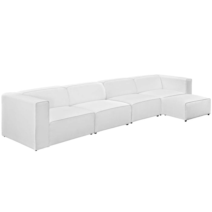 Mingle 5 Piece Upholstered Fabric Sectional Sofa Set 2833-WHI