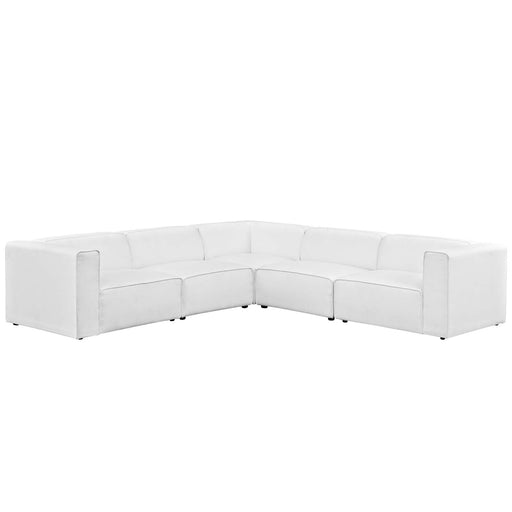 Mingle 5 Piece Upholstered Fabric Sectional Sofa Set 2835-WHI