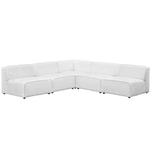 Mingle 5 Piece Upholstered Fabric Sectional Sofa Set 2839-WHI