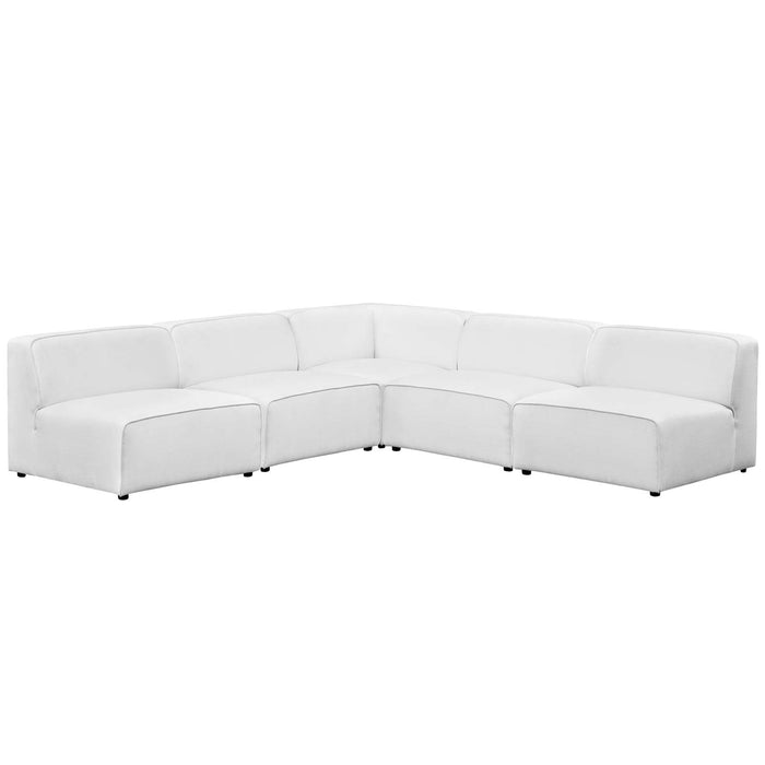 Mingle 5 Piece Upholstered Fabric Sectional Sofa Set 2839-WHI