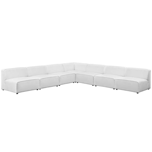 Mingle 7 Piece Upholstered Fabric Sectional Sofa Set 2841-WHI