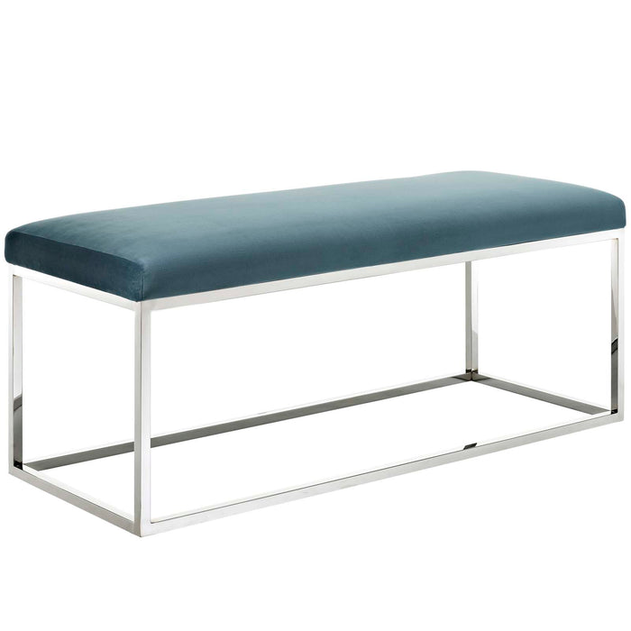 Gaze White Fabric Bench 2869-SLV-SEA