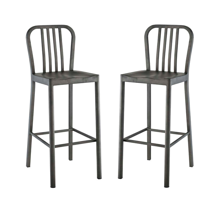 Clink Bar Stool Metal Set of 2 2965-SLV-SET