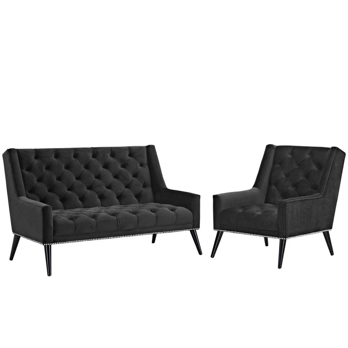 Peruse Living Room Set Velvet Set of 2 2967-BLK-SET