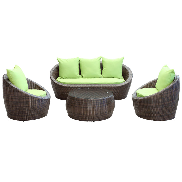 Avo 4 Piece Outdoor Patio Sofa Set 643-BRN-GRN-SET