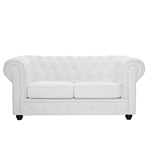 Chesterfield Leather Loveseat 700-WHI