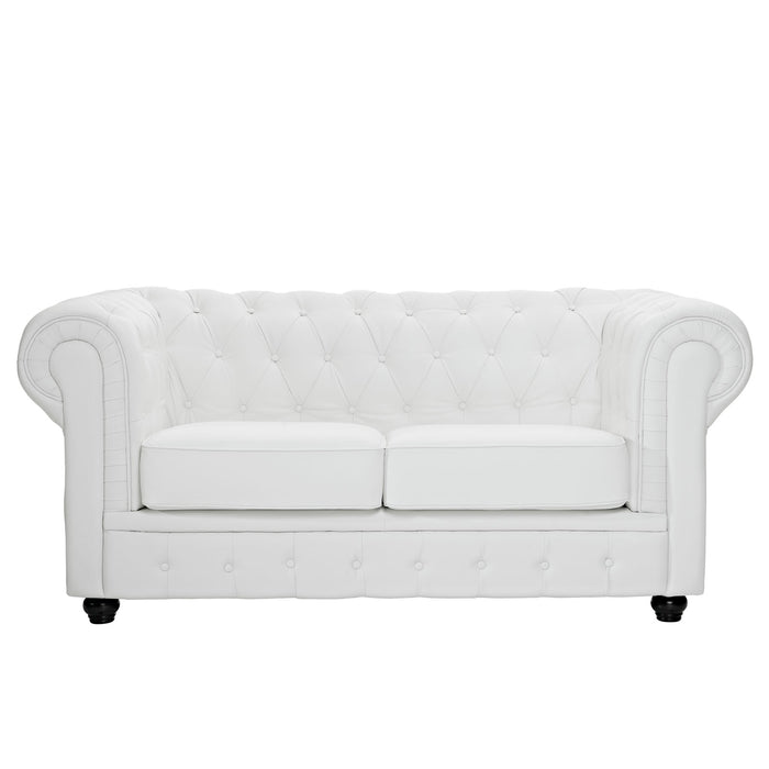 Chesterfield Leather Loveseat 700-WHI