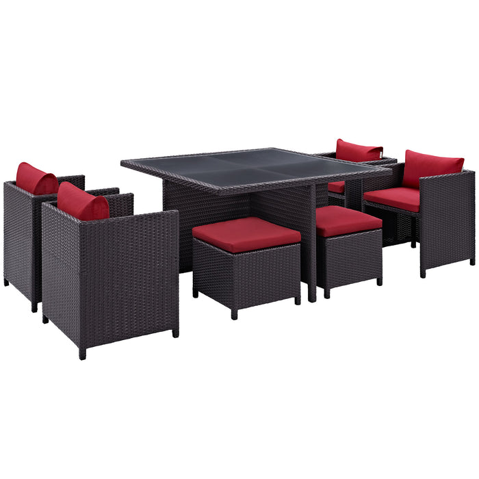 Inverse 9 Piece Outdoor Patio Dining Set 726-EXP-RED