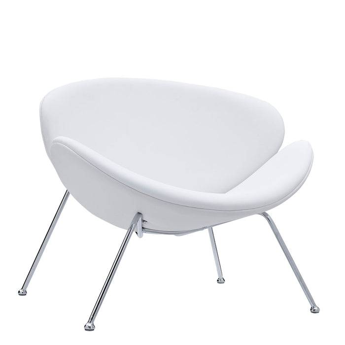 Nutshell Upholstered Vinyl Lounge Chair 809-WHI