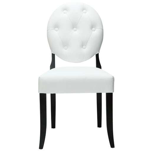 Button Dining Vinyl Side Chair 815-WHI