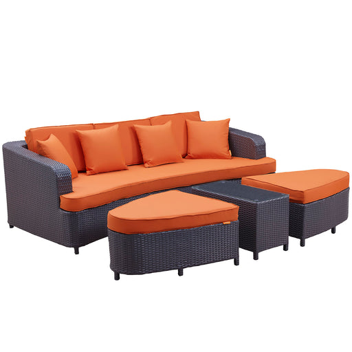 Monterey 4 Piece Outdoor Patio Sofa Set 992-BRN-ORA-SET