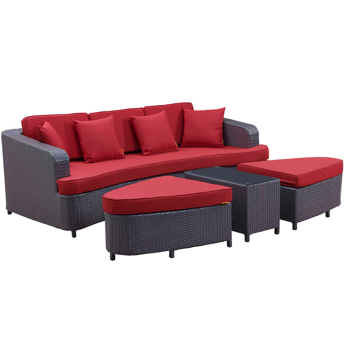 Monterey 4 Piece Outdoor Patio Sofa Set 992-BRN-RED-SET