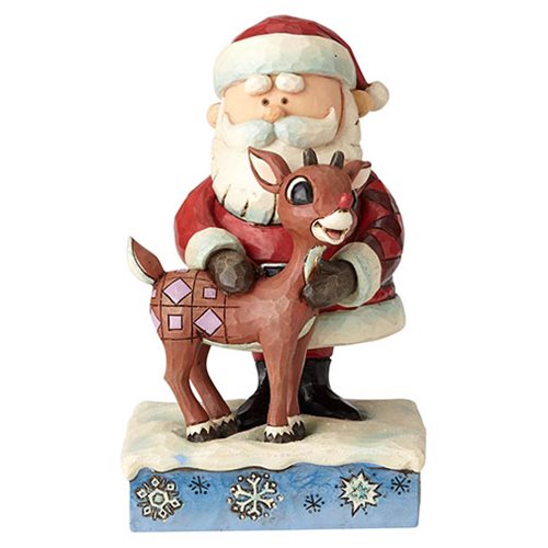 Rudolph the Red-Nosed Reindeer Santa Hugging Rudolph Statue 