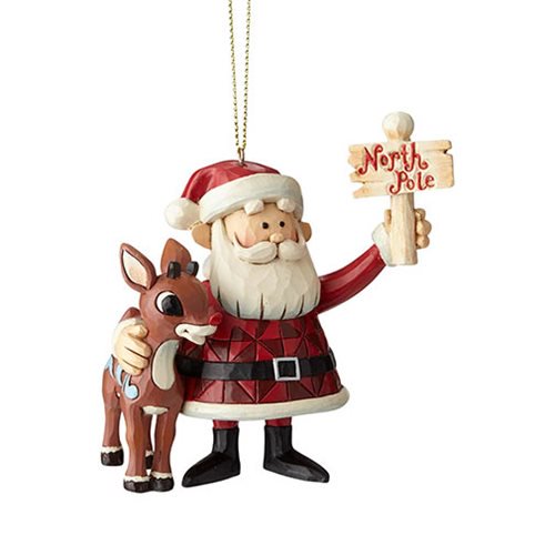 Rudolph the Red-Nosed Reindeer and Santa North Pole Ornament