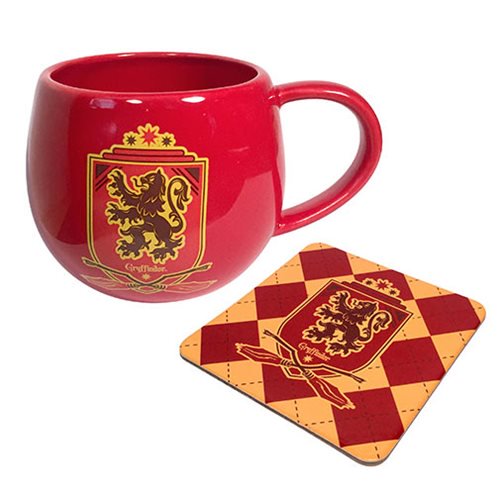 Harry Potter Red Gryffinder Crest 12 oz. Mug and Coaster Set