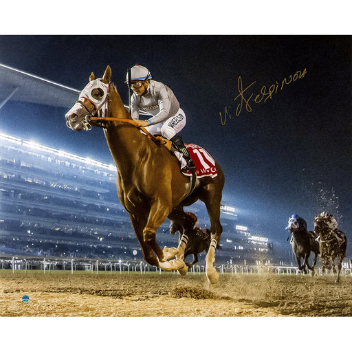 Victor Espinoza Signed Riding California Chrome in Dubai 16x20 Photo